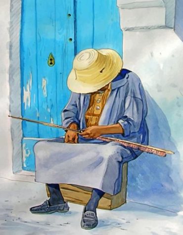 Moroccan Man with Blue Doors Paint By Numbers