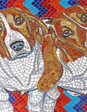 Colorful Mosaic Dogs Paint By Numbers