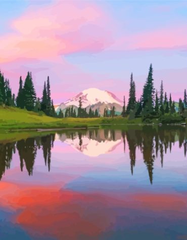 Mount Rainier Reflection Paint By Numbers