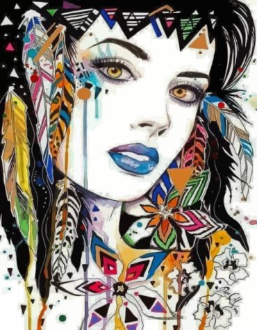 Native American Woman Hippie Style Paint By Numbers