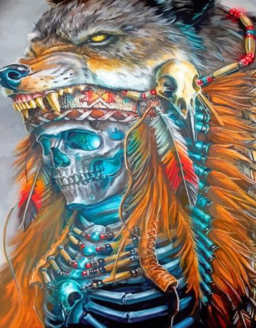 Native American Wolf Skulls Paint By Numbers