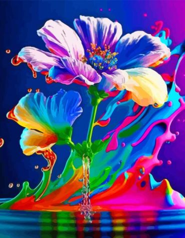 Colorful Neon Flower Art Paint By Numbers