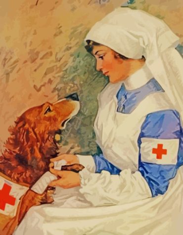 Nurse with Golden Retriever Paint By Numbers