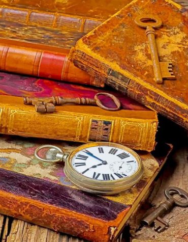 Vintage Books and Antique Keys Paint By Numbers