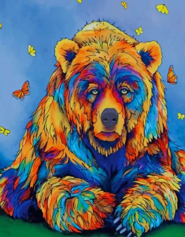 Colorful Bear and Butterflies Paint By Numbers