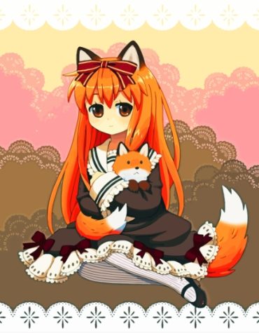 Anime Girl with Fox Paint By Numbers