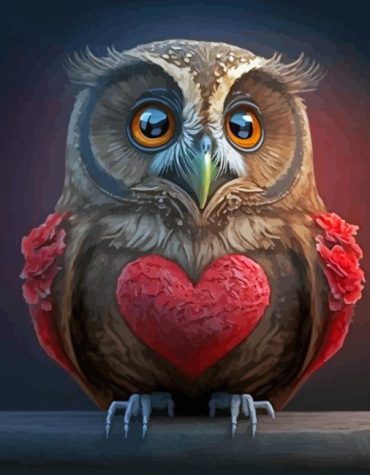Owl Heart Bird Delight Paint By Numbers
