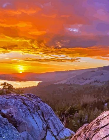 Sunset Mountain View Paint By Numbers