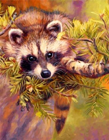Raccoon Wildlife Scene Paint By Numbers