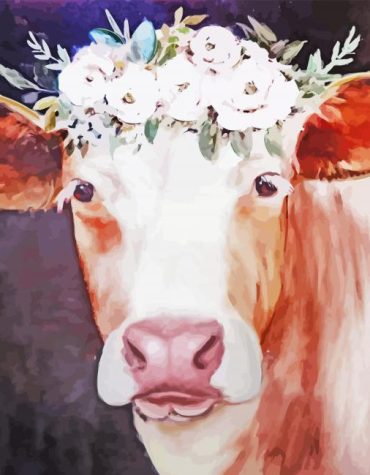 Cow Flower Crown Paint By Numbers