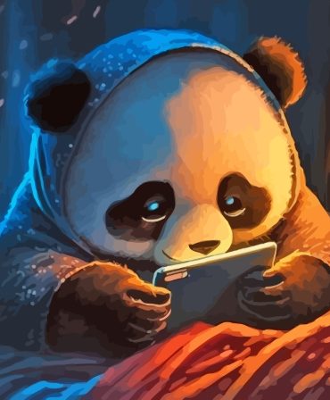 Panda Cartoon Tablet Fun Paint By Numbers