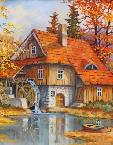 Autumn Lakeside Retreat Paint By Numbers