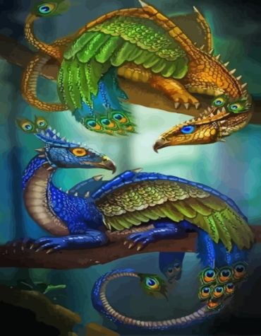 Peafowl Dragon Fantasy Paint By Numbers
