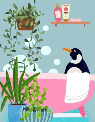 Penguin Bath Scene Paint By Numbers