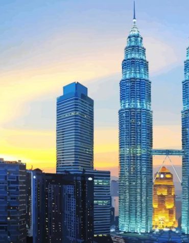 Petronas Twin Towers Sunset View Paint By Numbers