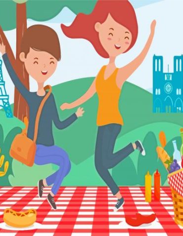 Parisian Picnic Cartoon Paint By Numbers