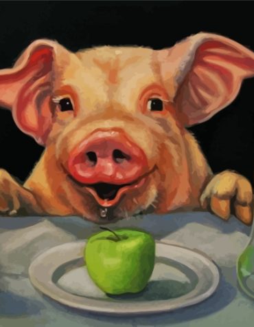 Cute Pig Ready to Feast Paint By Numbers