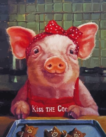 Adorable Pig Enjoying Cookies Paint By Numbers