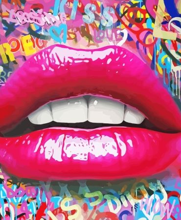 Pink Graffiti Lips Paint By Numbers