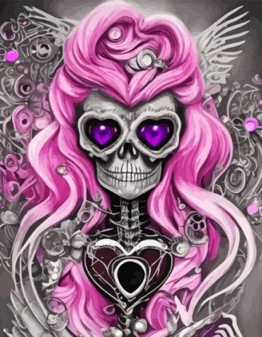 Pink Mermaid Skeleton Fantasy Paint By Numbers