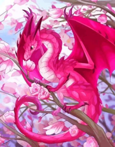 Pink Mystical Dragon Fantasy Paint By Numbers