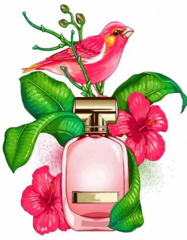 Pink Perfume and Bird Paint By Numbers