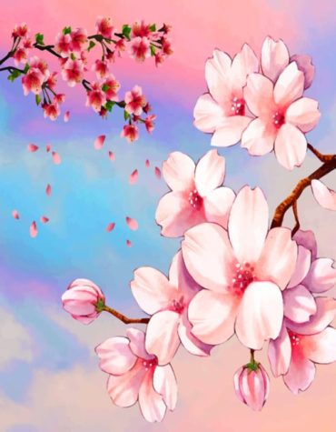 Pink Cherry Blossom Paint By Numbers