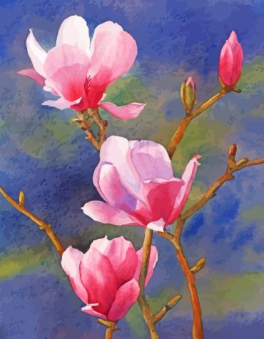 Pink Magnolia Flower Paint By Numbers