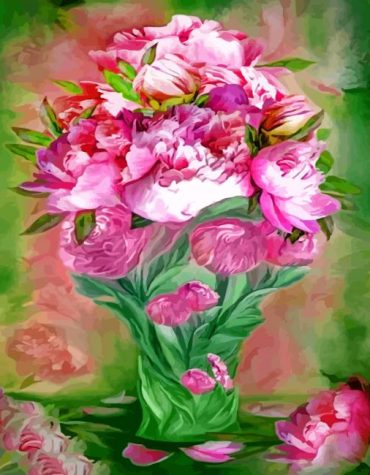 Pink Peonies Floral Paint By Numbers