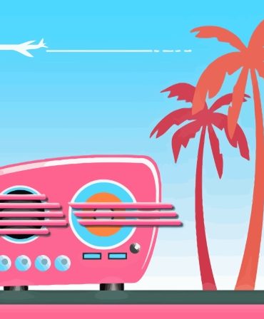 Pink Vintage Radio Tree Scene Paint By Numbers