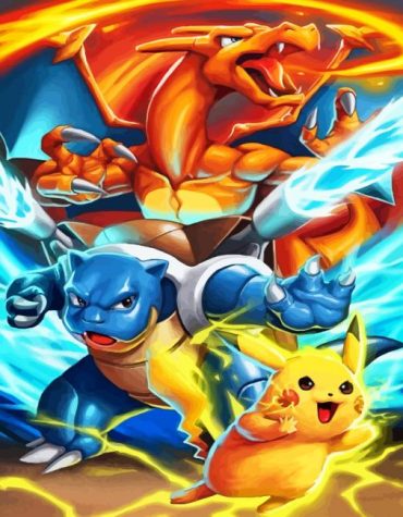 Pokemon Pikachu and Charizard Art Paint By Numbers