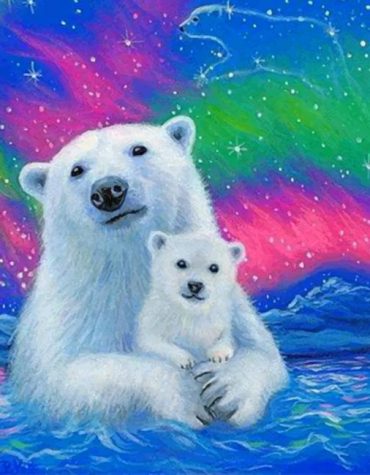 Polar Bears and Cubs Paint By Numbers