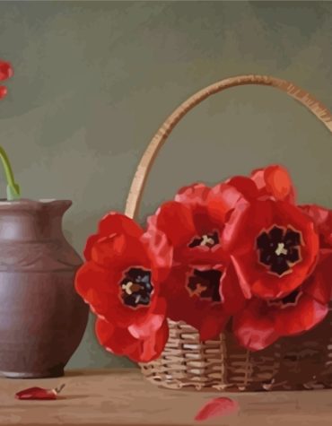 Red Poppy Anemone Flowers Paint By Numbers