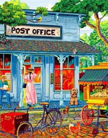 Vintage Town Post Office Paint By Numbers