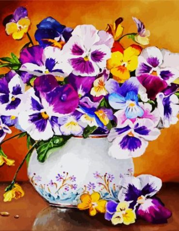 Pansies in Pots Paint By Numbers