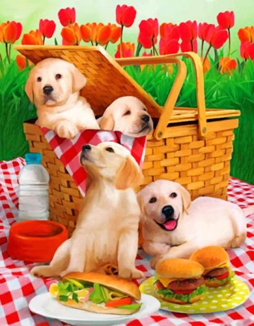 Puppies Picnic Delight Paint By Numbers
