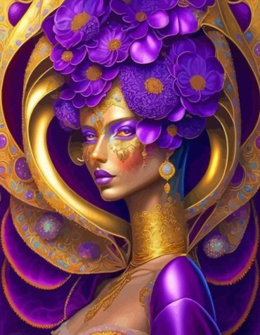 Purple Lady Floral Art Paint By Numbers