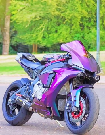 Purple Motorcycle Art Paint By Numbers