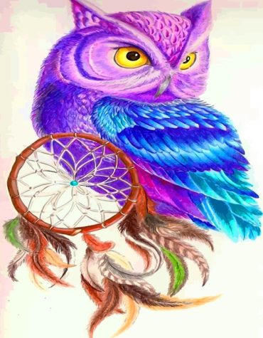 Purple Owl in Flight Paint By Numbers