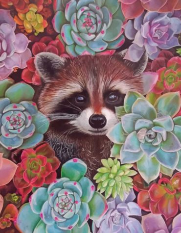 Raccoon Among Succulents Paint By Numbers