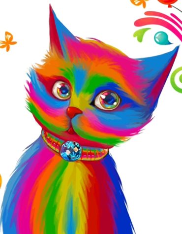 Colorful Rainbow Cat Paint By Numbers