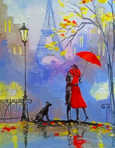 Paris Rainy Romance Paint By Numbers