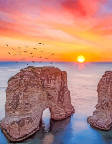 Beirut Raouche Sunset Paint By Numbers