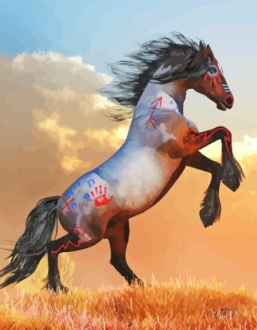 Rearing War Horse Scene Paint By Numbers