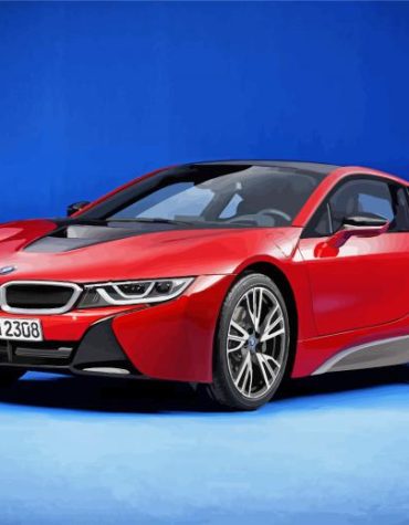 Red BMW I8 Sports Car Paint By Numbers