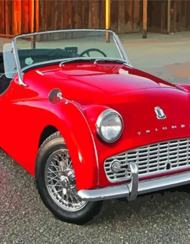 Classic Red TR3 Car Paint By Numbers