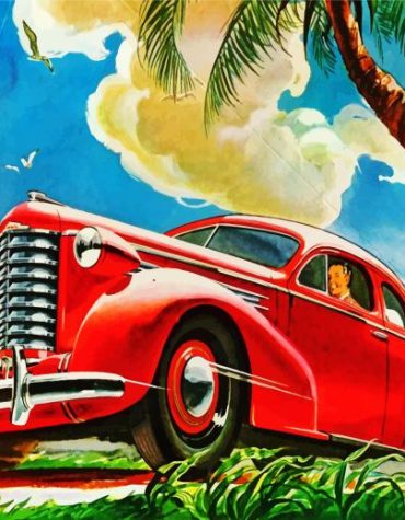 Vintage Red Car Paint By Numbers