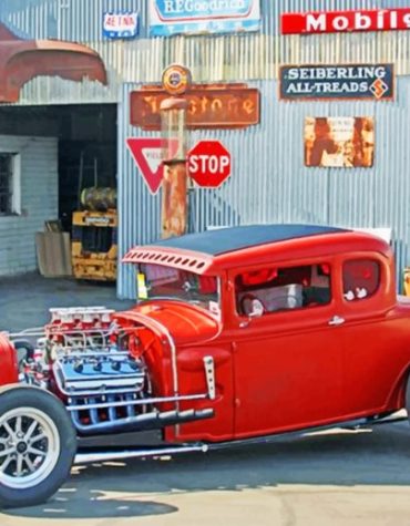 Vintage Red Car Paint By Numbers