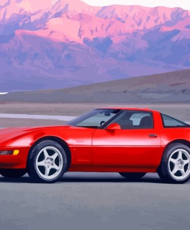Red Corvette C4 Sports Car Paint By Numbers