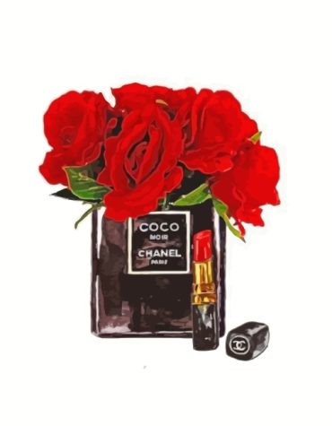 Chanel Red Flowers Perfume Paint By Numbers